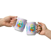 Man Playing Guitar Line Art White Glossy Mug - Beyond T-shirts
